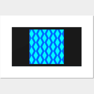 teal and blue diamond geometric design pattern Posters and Art